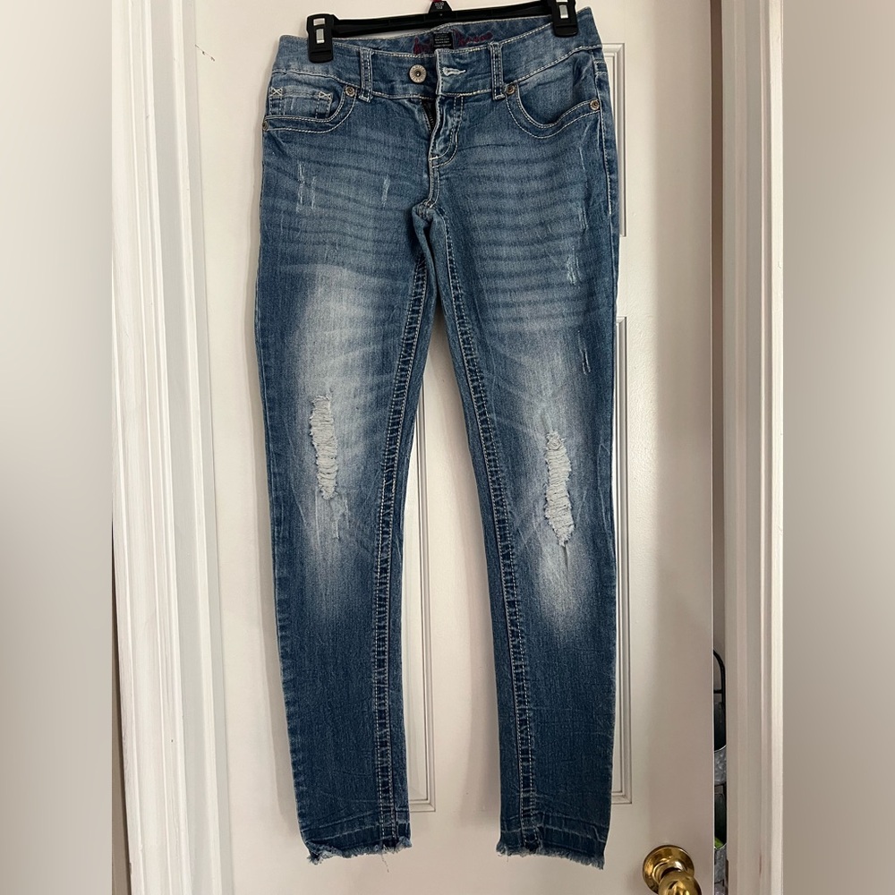 Ariya Blue Distressed Skinny Jeans
